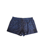 Dolce & Gabbana Blue Leopard Print Polyester Elastic Waistband Swimwear with DG logo, ideal for beach or poolside comfort.