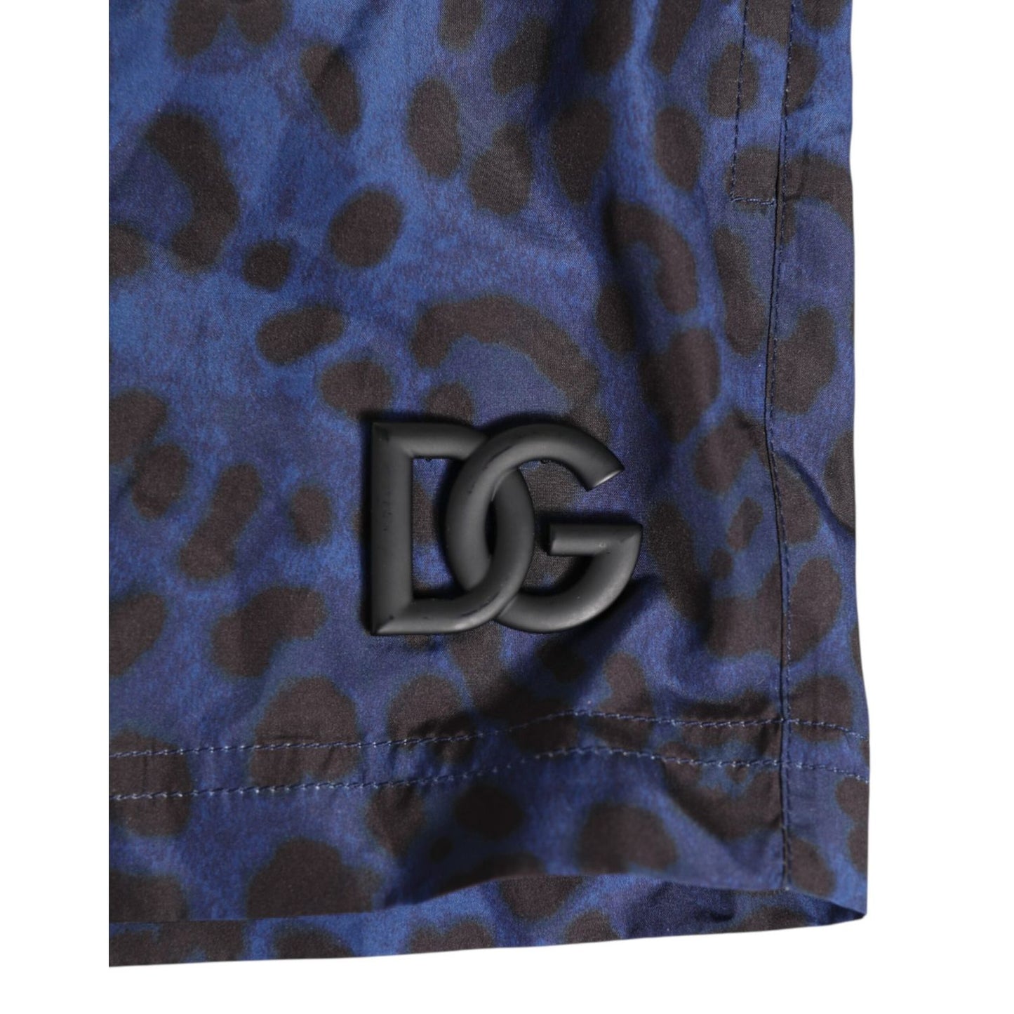 Dolce & Gabbana Blue Leopard Print Polyester Elastic Waistband Swimwear with DG logo