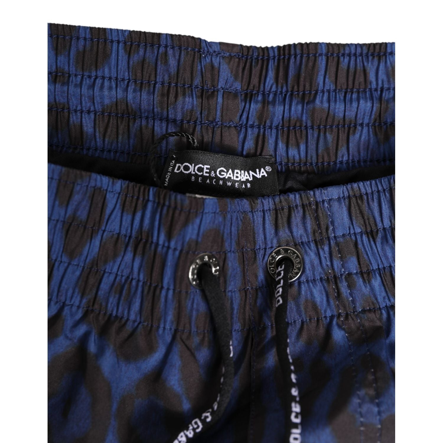Dolce & Gabbana Blue Leopard Print Polyester Elastic Waistband Swimwear
