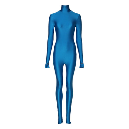 Dolce & Gabbana Blue Nylon Turtleneck Bodycon Jumpsuit Dress