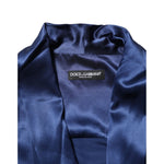Dolce & Gabbana Blue Oversize Silk Satin Long Sleeves Shirt