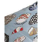 Dolce & Gabbana Blue Seashell Print Nylon Men Shorts Swimwear close-up of seashell print on blue fabric