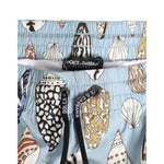 Dolce & Gabbana Blue Seashell Print Nylon Men Shorts Swimwear with drawstring and seashell pattern.