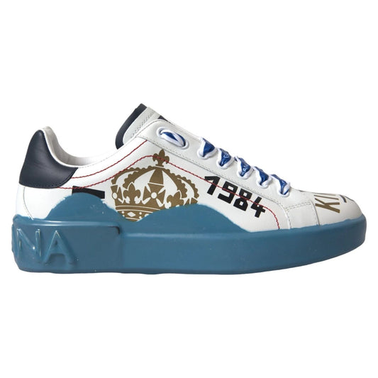 Dolce & Gabbana Blue White Printed Portofino Melt Sneakers