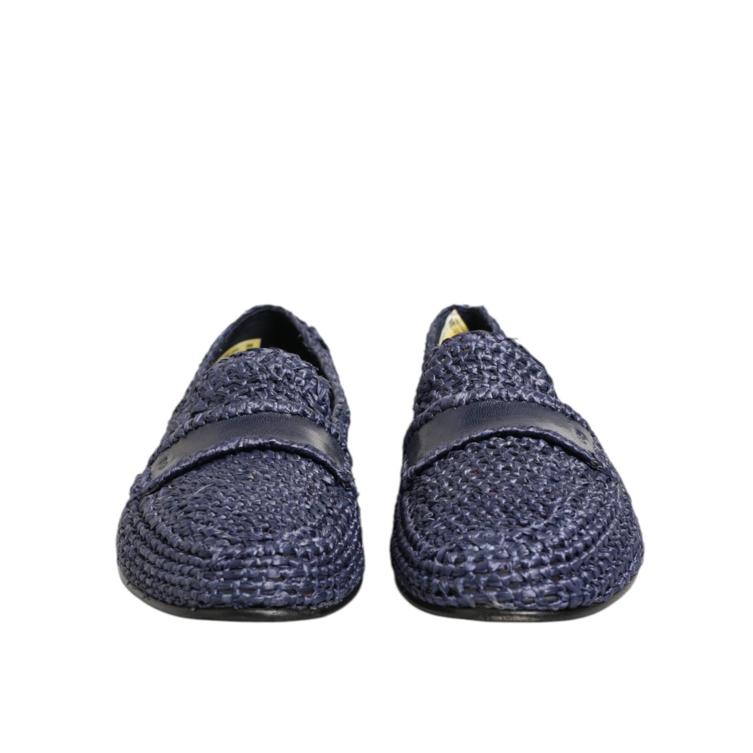 Dolce & Gabbana Blue Woven Leather Slip On Loafers Men Shoes