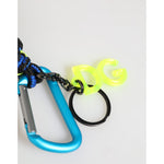 Dolce & Gabbana Blue Yellow Leather Tape String DG Logo Keychain Keyring with multicolor polyester and metal hardware, made in Italy.