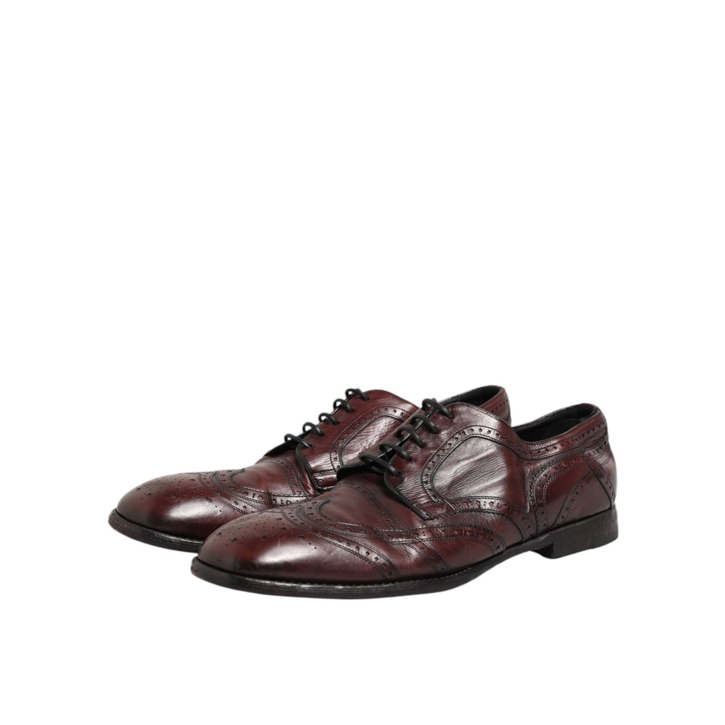 Dolce & Gabbana Bordeaux Leather Lace Up Dress Derby Shoes