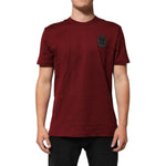 Dolce & Gabbana Bordeaux Red Cotton Crest Logo Patch T-Shirt