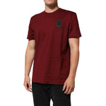 Dolce & Gabbana Bordeaux Red Cotton Crest Logo Patch T-Shirt