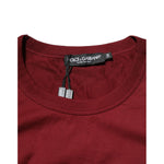 Dolce & Gabbana Bordeaux Red Cotton Crest Logo Patch T-Shirt