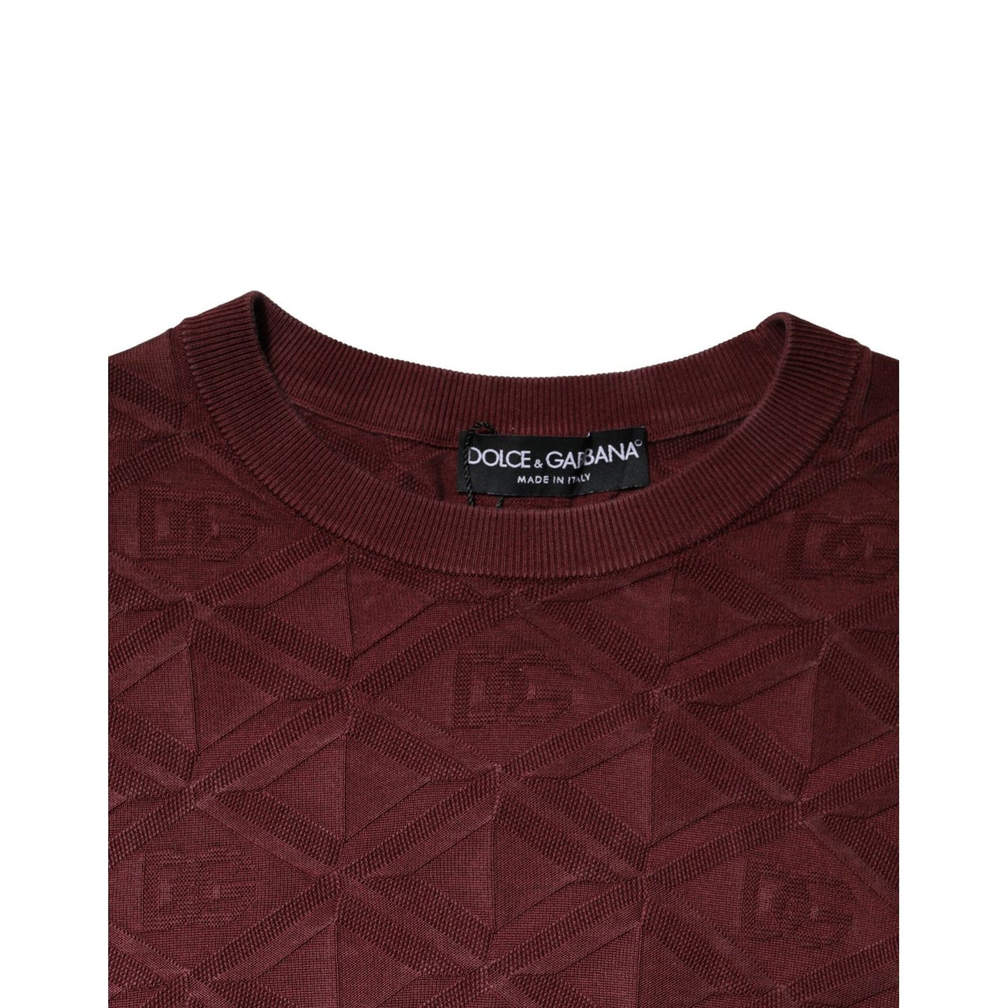 Dolce & Gabbana Bordeaux Silk Knit Crew Neck Pullover Sweater
