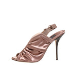Dolce & Gabbana Bronze Satin Ruched Slingback Sandals Shoes