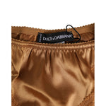 Dolce & Gabbana Brown Lace Silk Satin Slip Panties Underwear