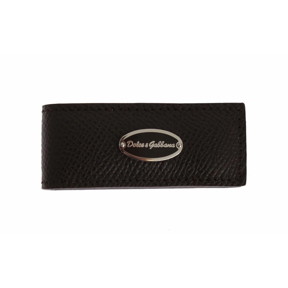 Dolce & Gabbana Brown Leather Magnet Mens Money Cash Clip