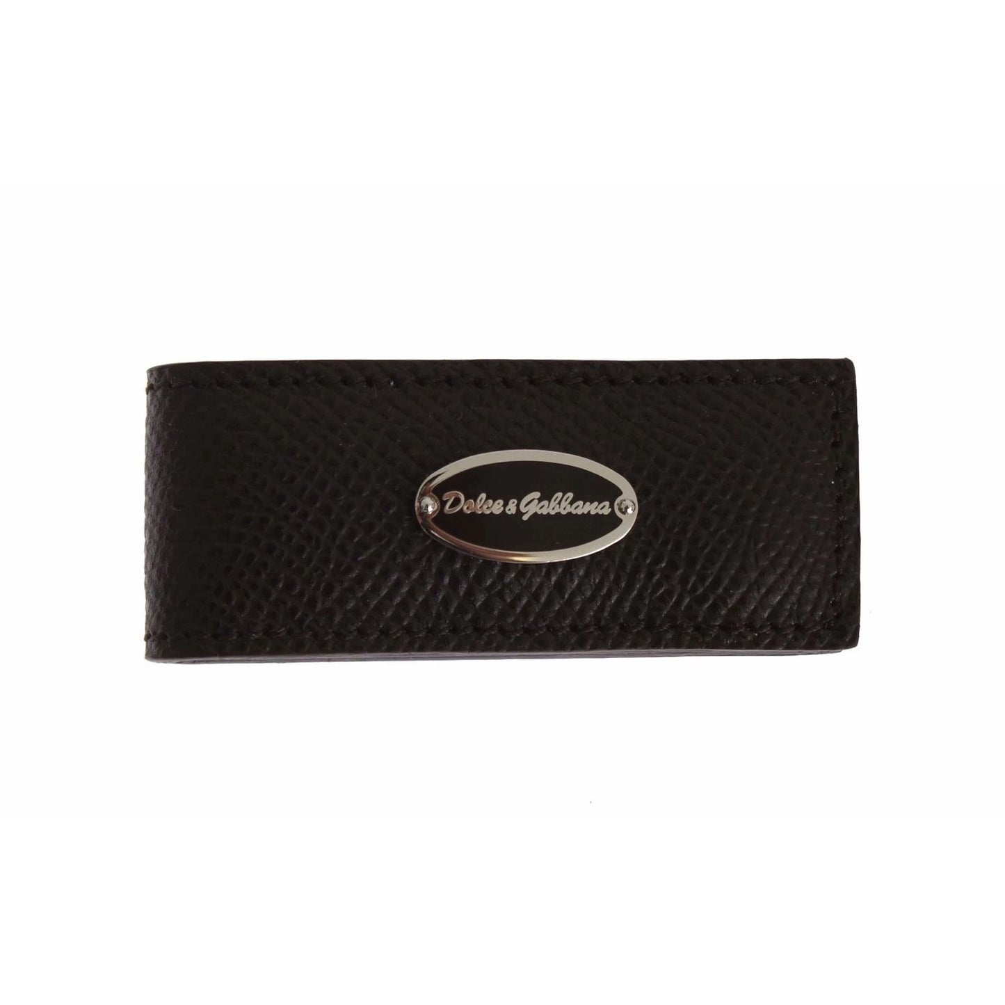 Dolce & Gabbana Brown Leather Magnet Mens Money Cash Clip