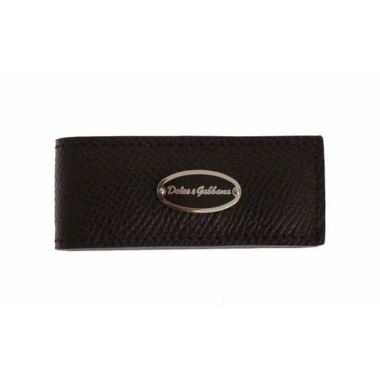 Dolce & Gabbana Brown Leather Magnet Mens Money Cash Clip