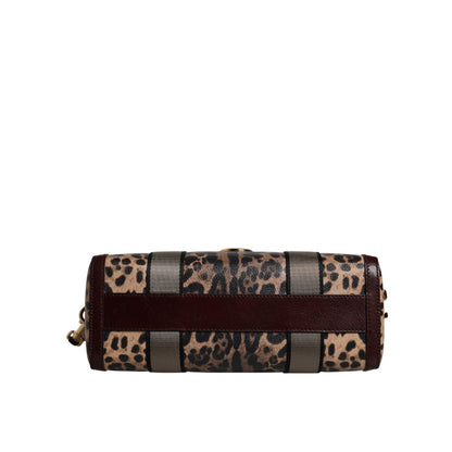 Dolce & Gabbana Brown Leopard Leather Shoulder Strap Duffle Bag