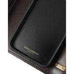 Close-up of Dolce & Gabbana Brown Python Leather DG Girls Crossbody Phone Bag interior, showcasing the branded leather lining.