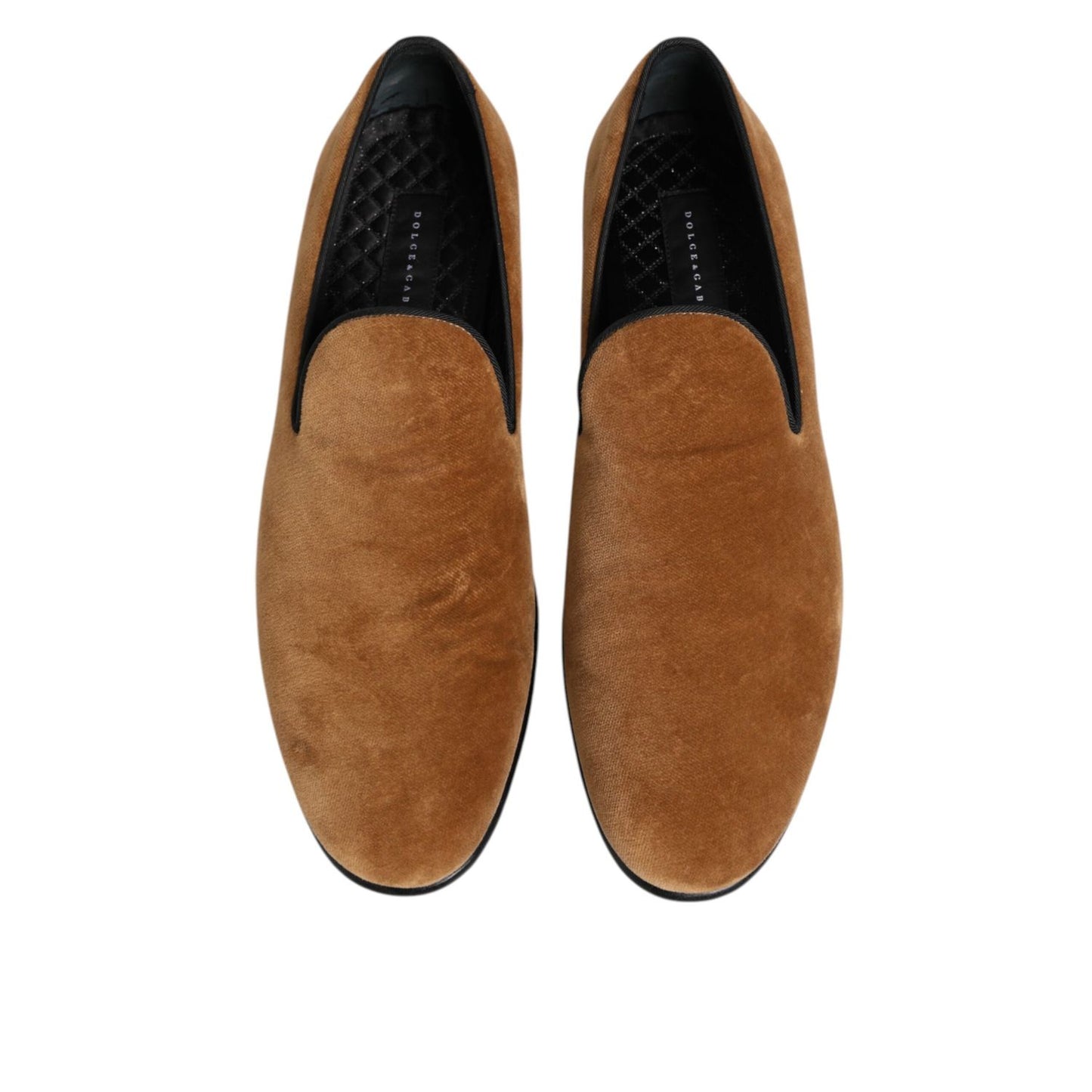 Dolce & Gabbana Brown Suede Slip On Men Loafers Formal Shoes with leather sole and logo details, made in Italy.