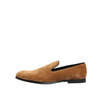 Dolce & Gabbana Brown Suede Slip On Men Loafers Formal Shoes on white background