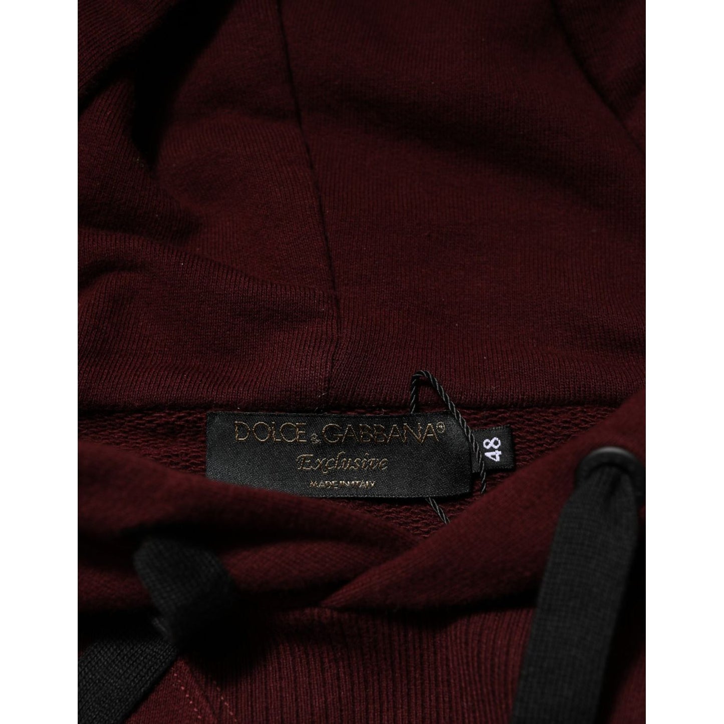 Dolce & Gabbana Burgundy Cotton Plaid Lined Men Hoodie Sweater