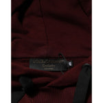 Dolce & Gabbana Burgundy Cotton Plaid Lined Men Hoodie Sweater