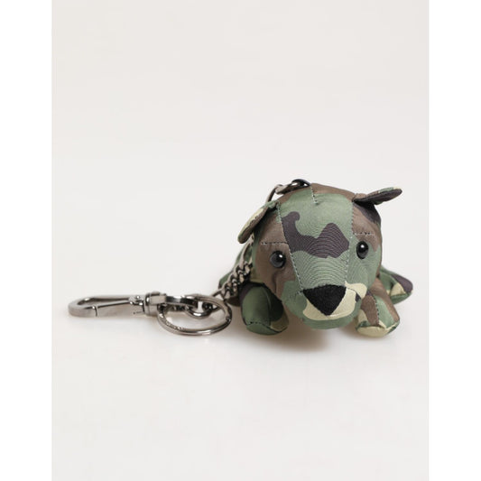 Dolce & Gabbana Camouflage Multicolor Animal Silhouette Keychain Keyring with premium materials and artistic design.