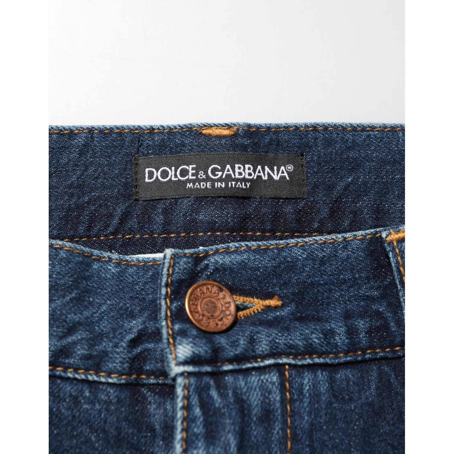 Dolce & Gabbana Dark Blue Washed Cotton Skinny Men Denim Jeans