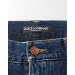 Dolce & Gabbana Dark Blue Washed Cotton Skinny Men Denim Jeans