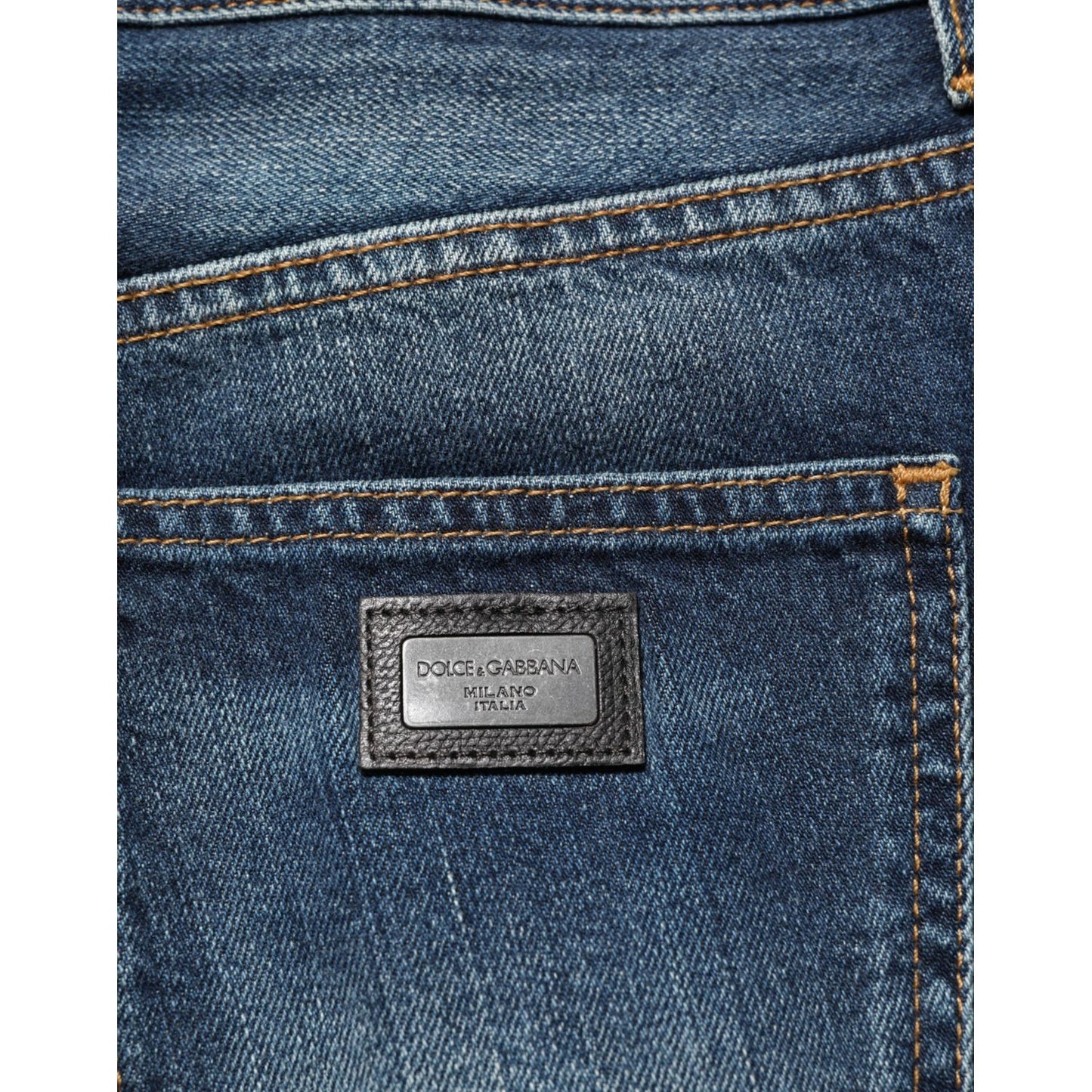 Dolce & Gabbana Dark Blue Washed Cotton Skinny Men Denim Jeans
