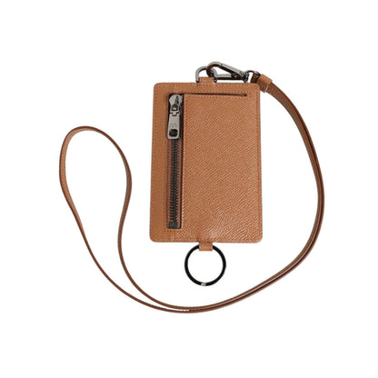 Dolce & Gabbana Dark Brown Leather Lanyard Logo Card Holder Men Wallet