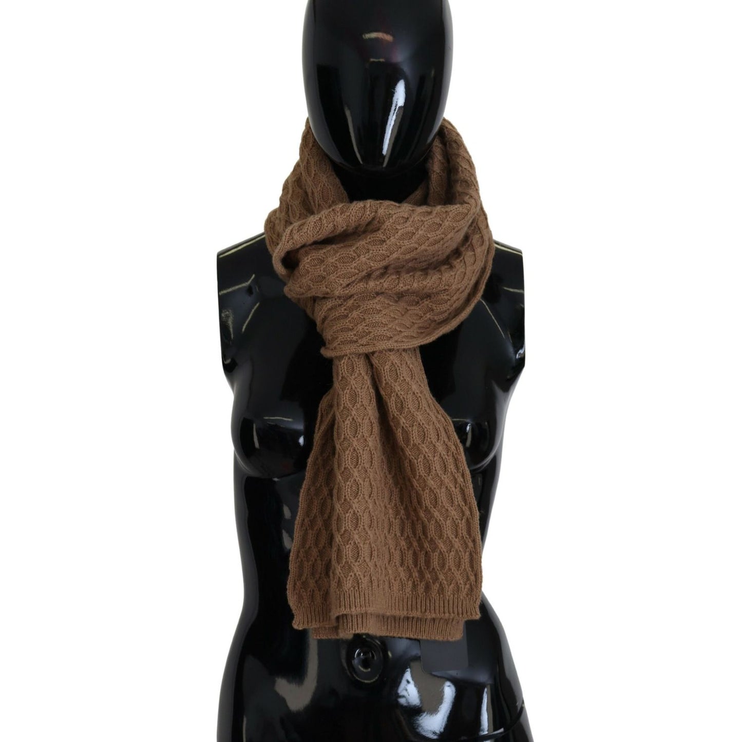 Dolce & Gabbana Dark Brown Wrap Shawl Knitted Camel Scarf
