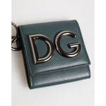 Dolce & Gabbana Dark Green Leather DG Logo Coin Purse Bag Charm Wallet with metallic DG logo