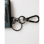 Dolce & Gabbana Dark Green Leather DG Logo Coin Purse Bag Charm Wallet with keyring and lobster clasp