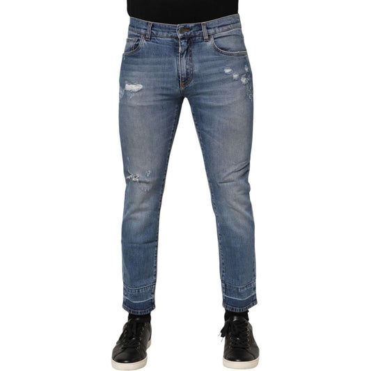 Dolce & Gabbana Blue Cotton Logo Plaque COMFORT Denim Jeans 1728,67345645728,Blue,Clothing,Dolce & Gabbana,IT48 | M,Jeans & Pants - Men - Clothing,Material: 98% Cotton 2% Elastane,Men,Men - Clothing,Preowned / Defect Dolce & Gabbana PAN76415-48