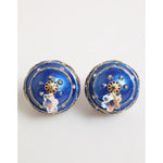 Dolce & Gabbana Gold Brass Blue Christmas Ball Crystal Drop Clip On Earrings