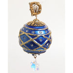 Dolce & Gabbana Gold Brass Blue Christmas Ball Crystal Drop Clip On Earrings