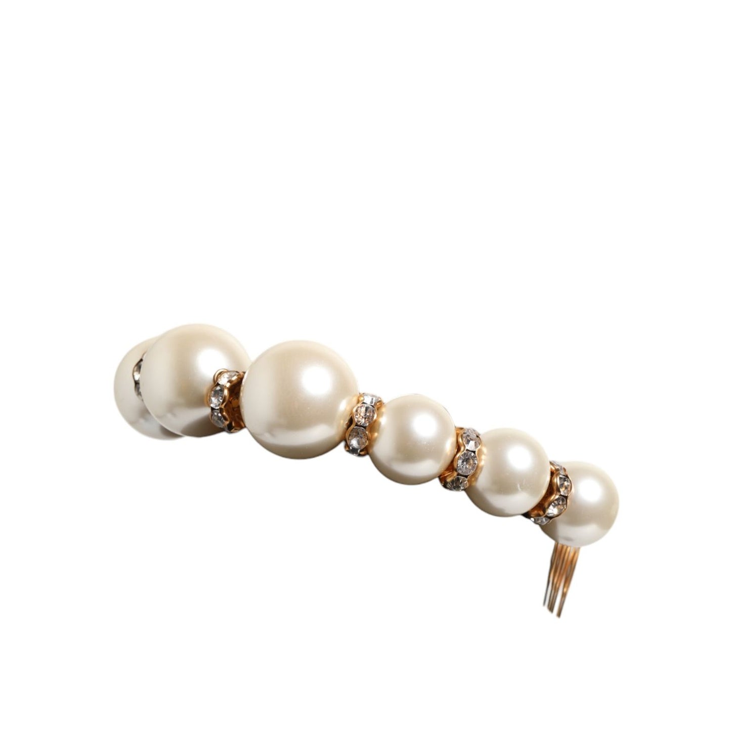 Dolce & Gabbana Gold Pearl Crystal Embellished Tiara Hair Accessory Headband
