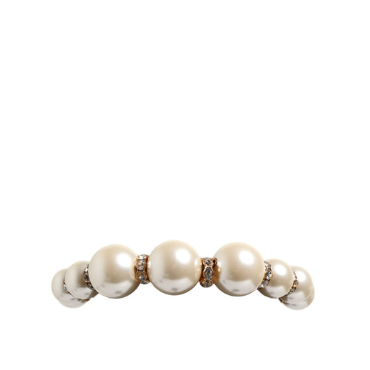 Dolce & Gabbana Gold Pearl Crystal Embellished Tiara Hair Accessory Headband