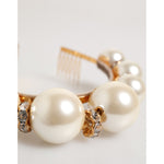 Dolce & Gabbana Gold Pearl Crystal Embellished Tiara Hair Accessory Headband