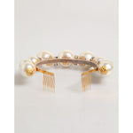 Dolce & Gabbana Gold Pearl Crystal Embellished Tiara Hair Accessory Headband