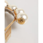 Dolce & Gabbana Gold Pearl Crystal Embellished Tiara Hair Accessory Headband