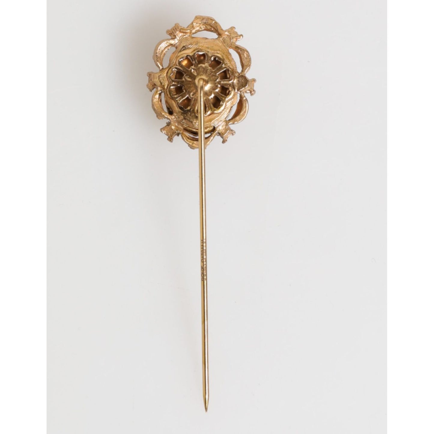 Dolce & Gabbana Gold Tone Green Stone Antique Men Accessory Brooch Pin