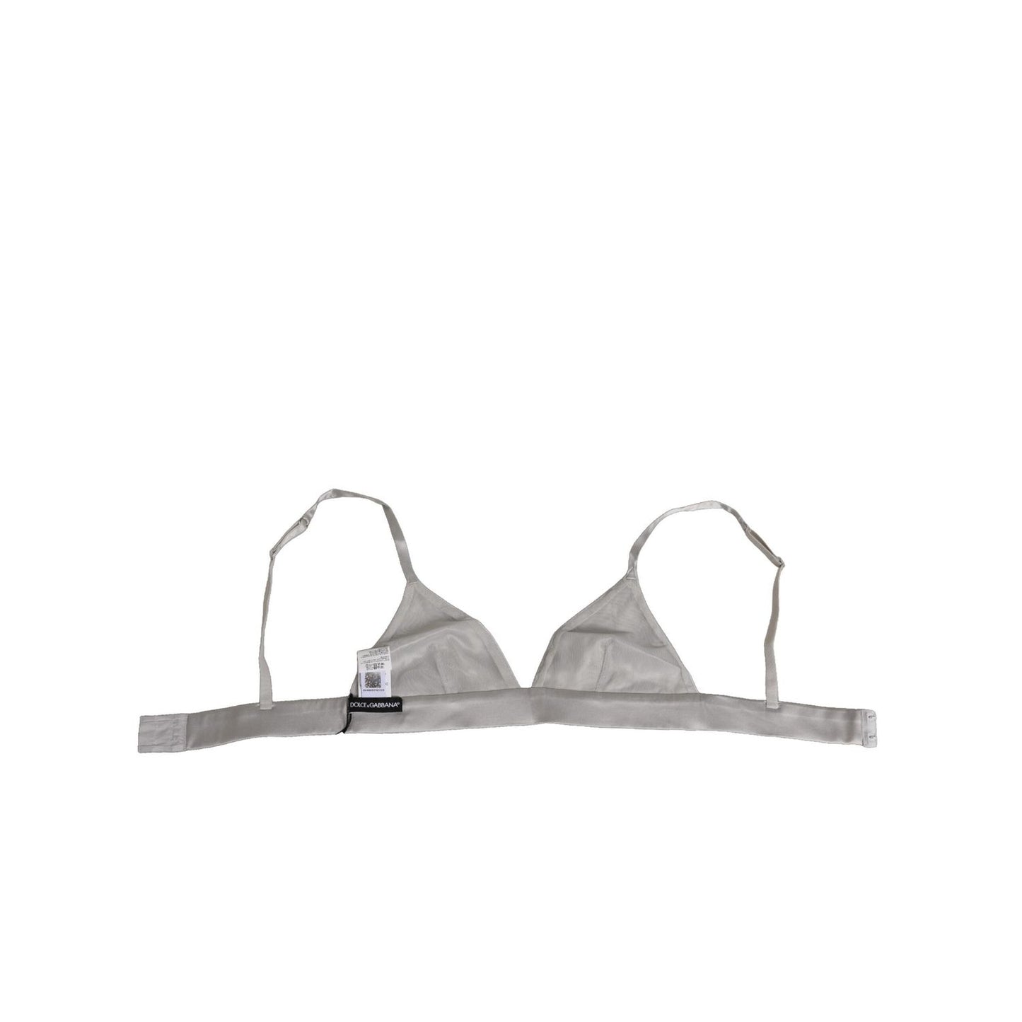 Dolce & Gabbana Gray Silk Satin Triangle Soft Cup Bra Underwear showcasing elegant and sensual Italian design.