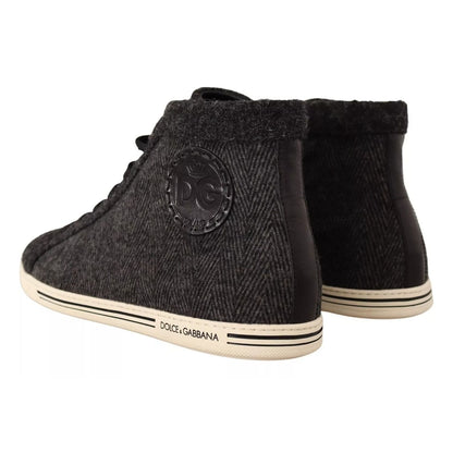 Dolce & Gabbana Gray Wool Cotton Casual High Top Sneakers