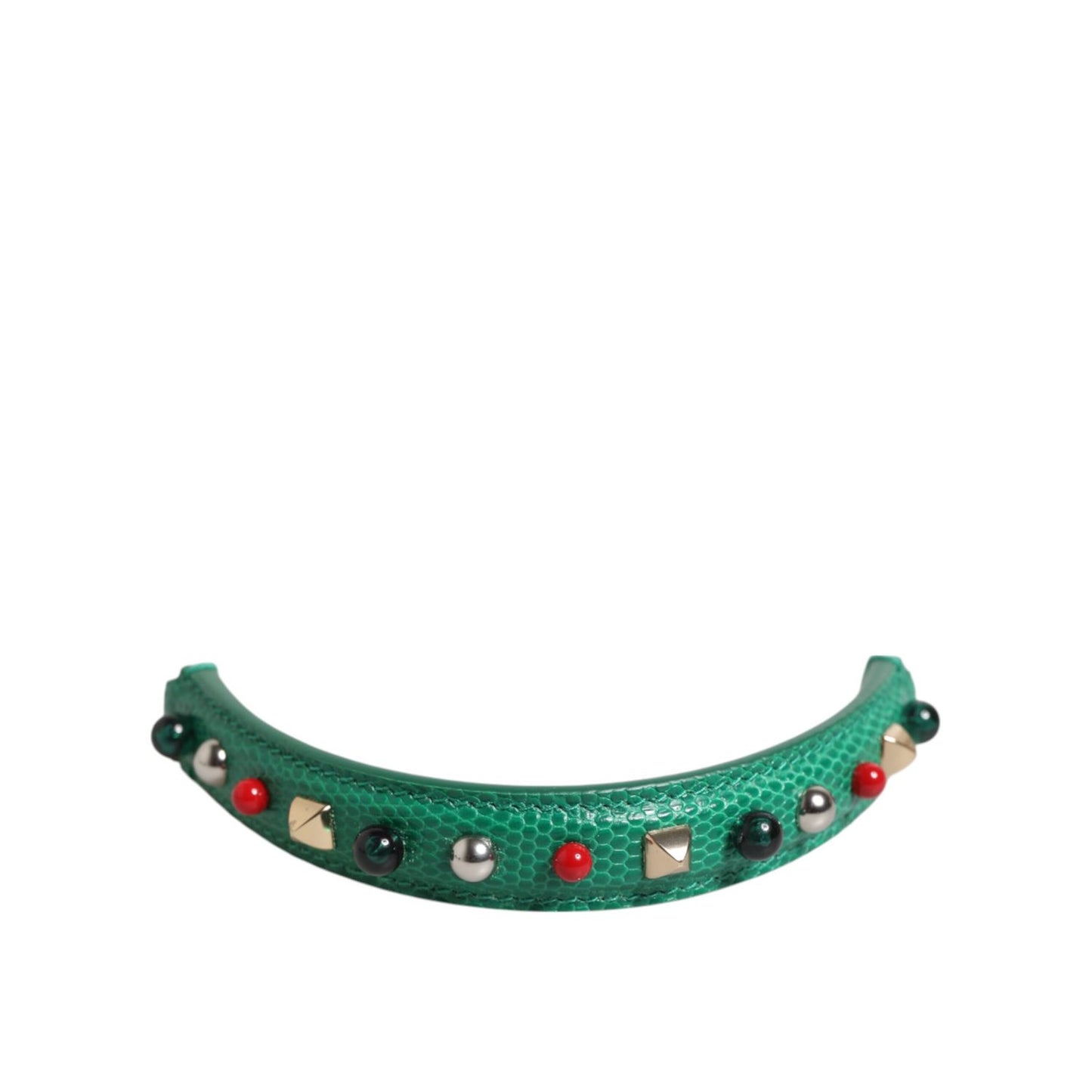 Dolce & Gabbana Green Embellished Leather Bag Handle Women Shoulder Strap - stylish and authentic handbag accessory.