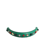 Dolce & Gabbana Green Embellished Leather Bag Handle Women Shoulder Strap accessory, decorated with colorful gems, 100% calf leather.