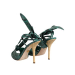 Dolce & Gabbana Green Python Leather Heels Sandals Shoes