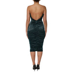 Dolce & Gabbana Green Silk Satin Fitted Strapless Dress