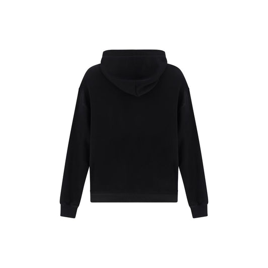Back view of black Dolce & Gabbana Hoodie with ribbed cuffs and hood, designed in 100% cotton with D&G monogram detail for AW25 collection.